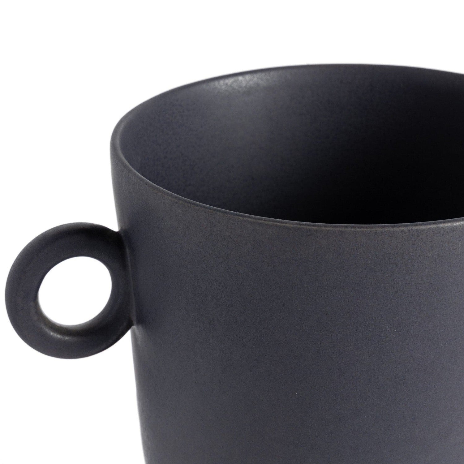 Anillo Wide Vase - Matte Black Ceramic