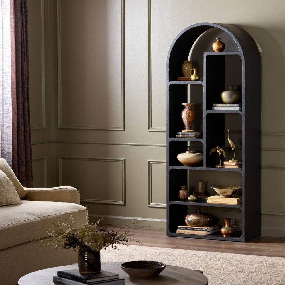 Alternate view of Risa Bookcase: Brushed Ebony Oak Veneer in black and ebony.