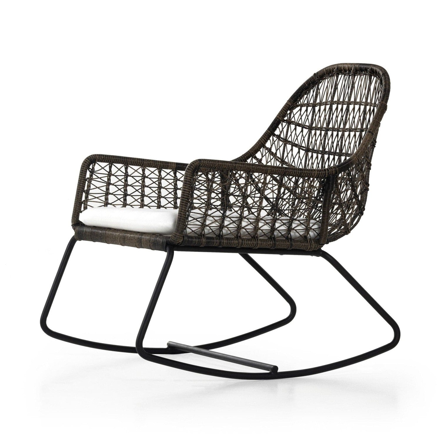 Bandera Outdoor Rocking Chair - Grey with Stinson White Cushion