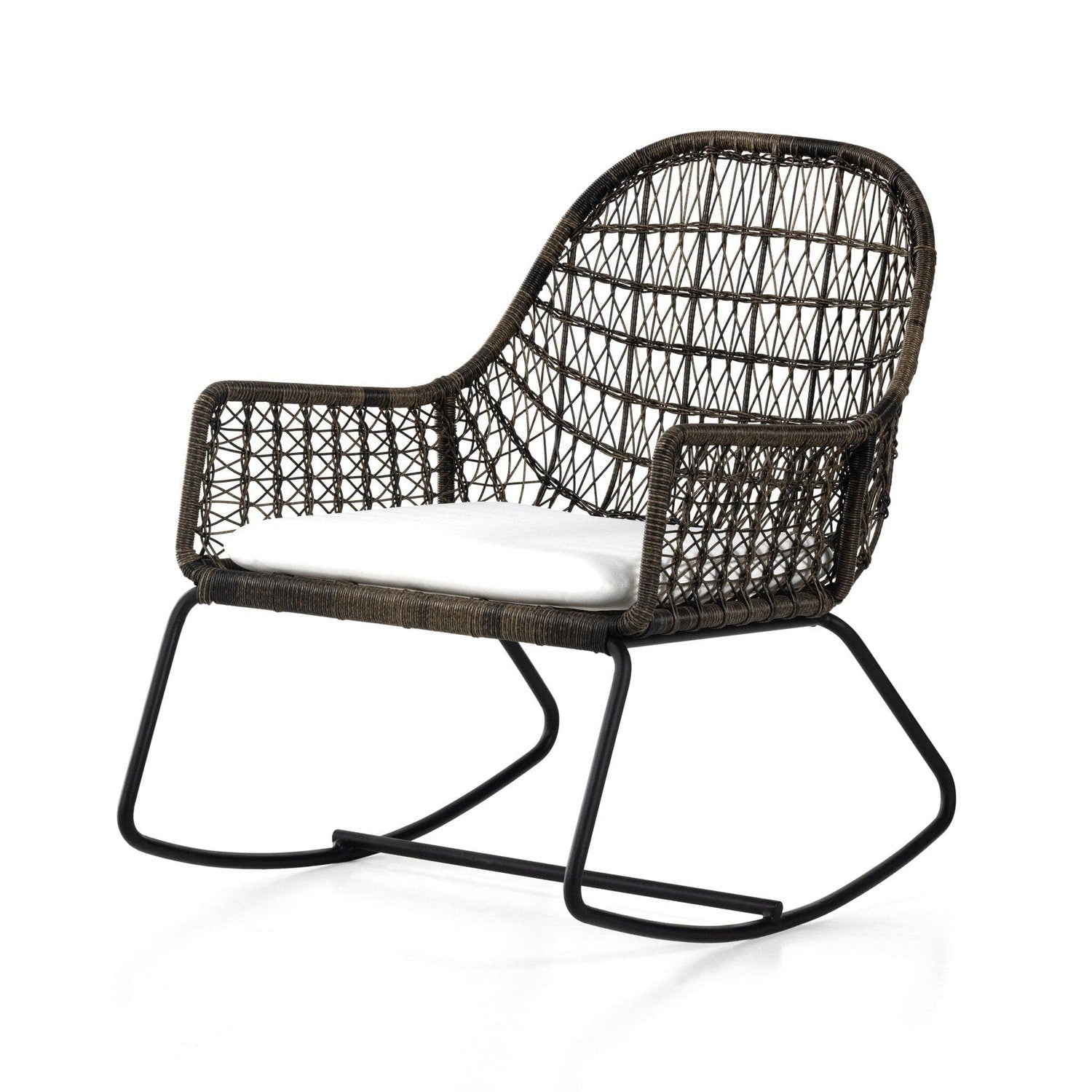 Bandera Outdoor Rocking Chair - Grey with Stinson White Cushion