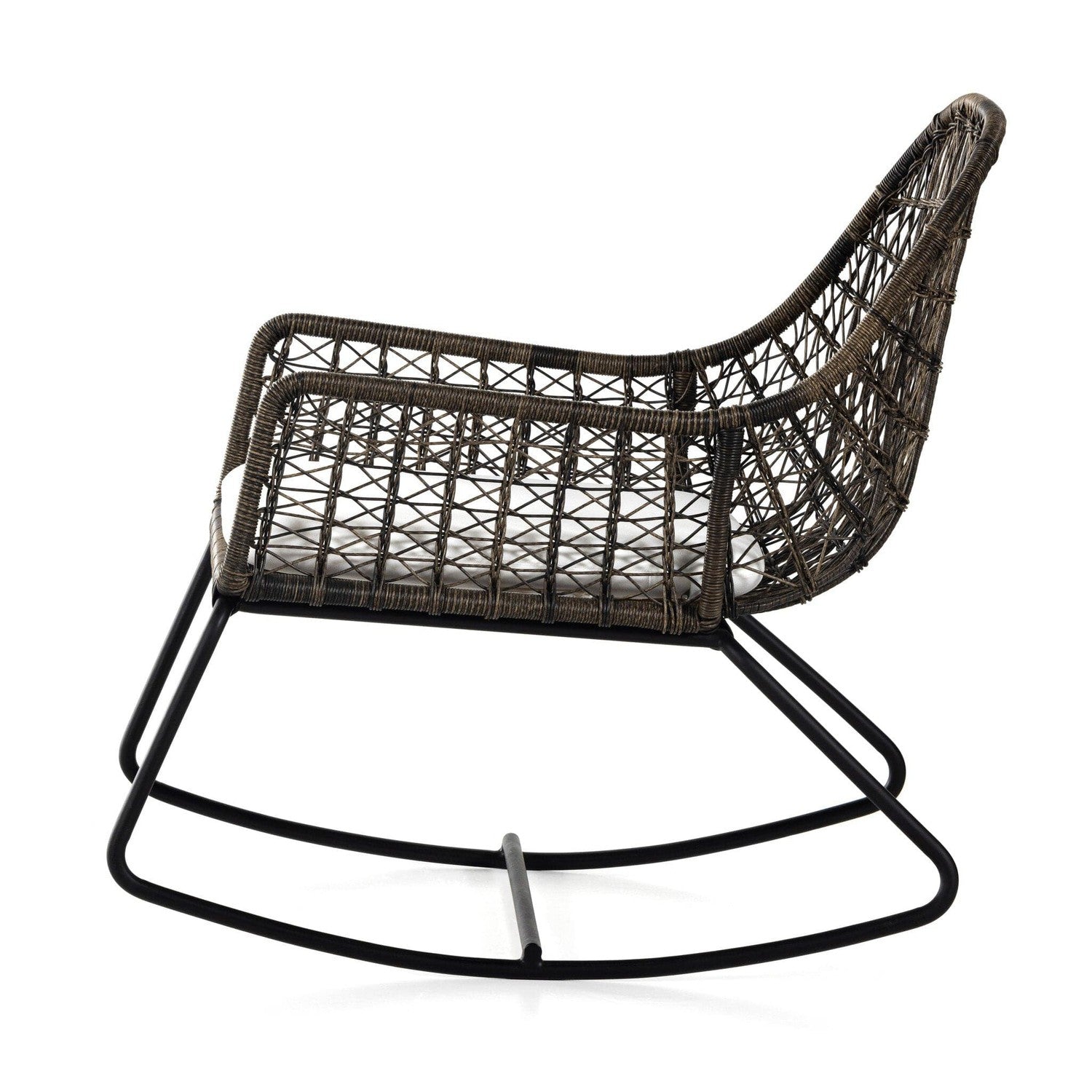 Bandera Outdoor Rocking Chair - Grey with Stinson White Cushion