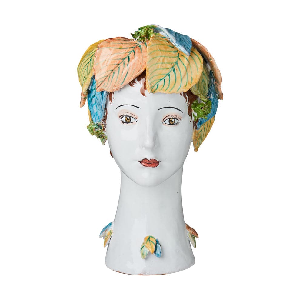 Ceramic Head Vase-ABIGAILS-ABIGAILS-233007-VasesLeaves Decor-Large-12-France and Son