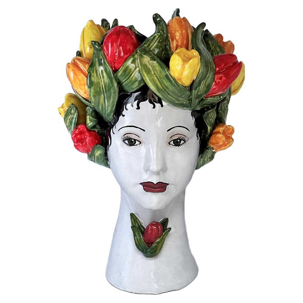 Ceramic Head Vase-ABIGAILS-ABIGAILS-233024-VasesTulips Decor-Large-18-France and Son