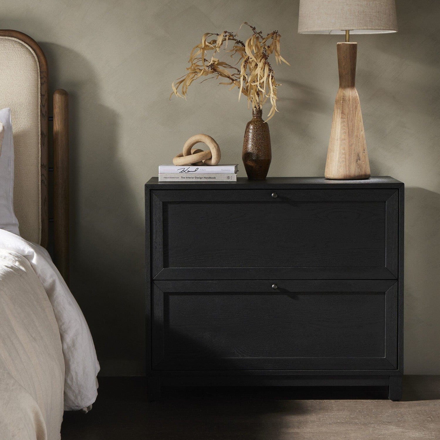 Millie Nightstand - Drifted Matte Black Veneer