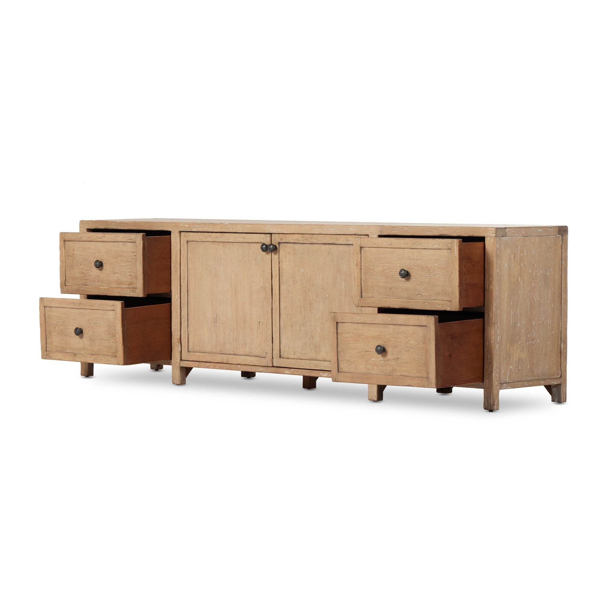 Gaines Media Console - Aged Light Pine - Light Brown, Copper