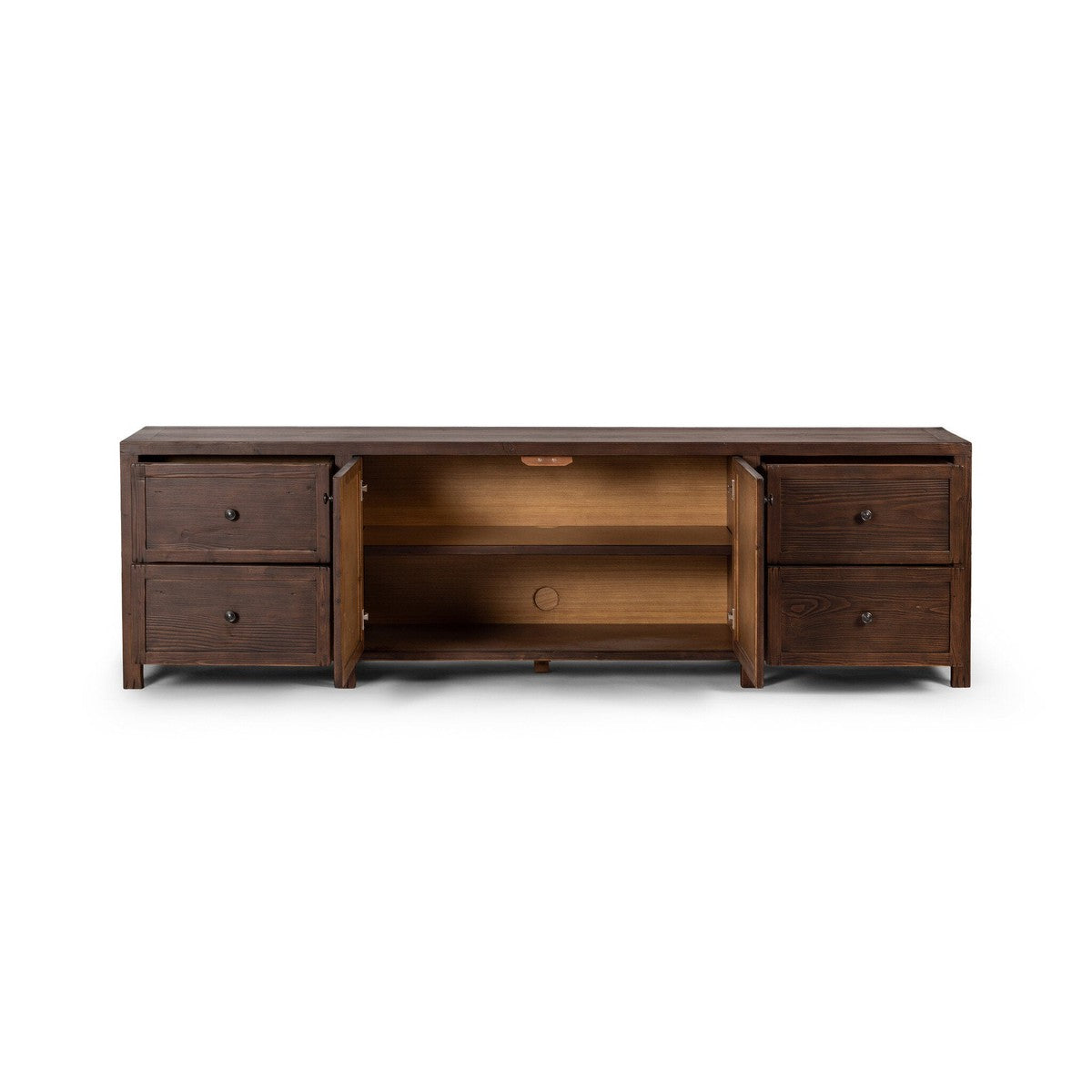 Gaines Media Console - Aged Pine - Brown, Copper