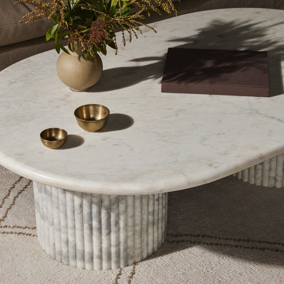 Oranda Coffee Table - Polished White Marble w/ Sealant