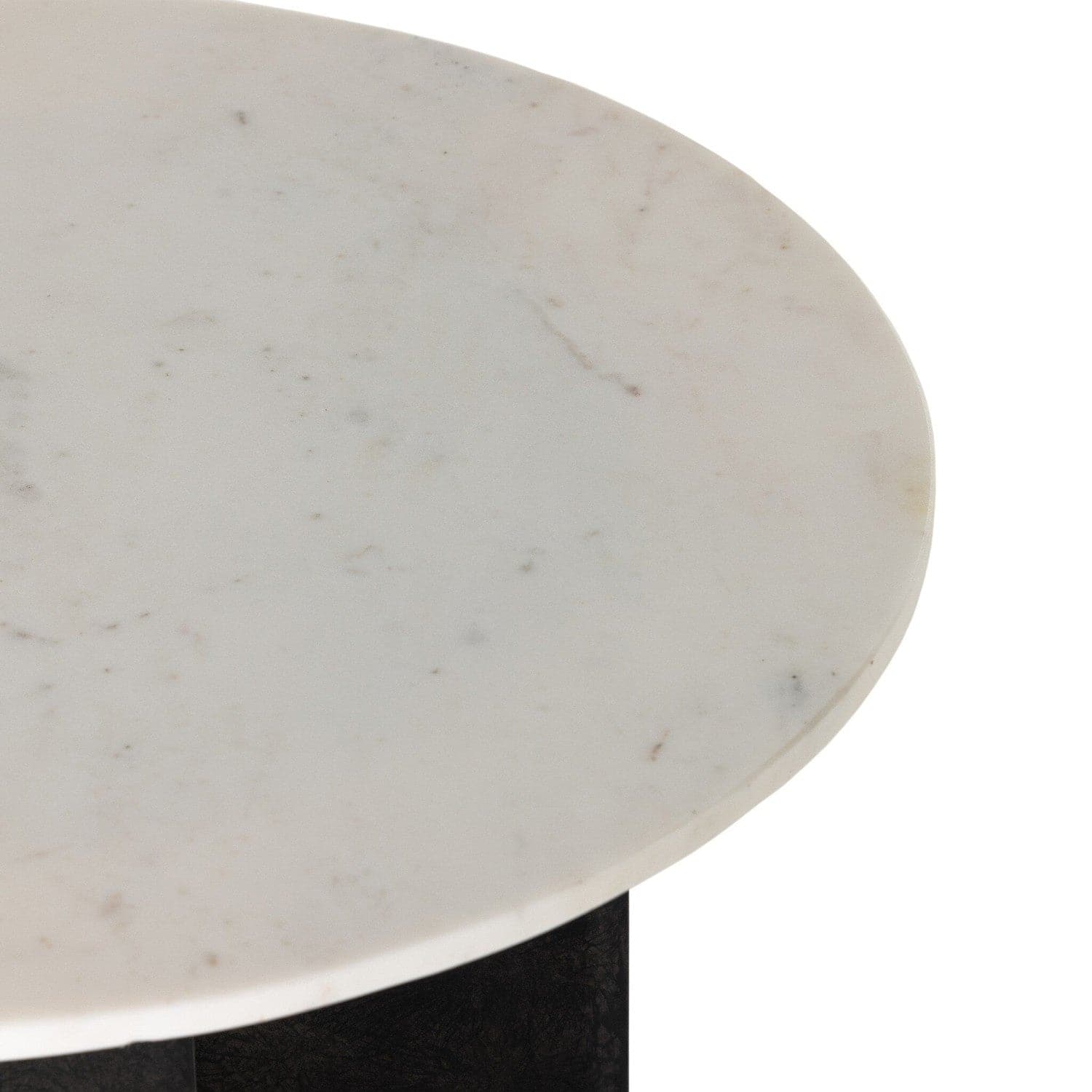 Terrell Round End Table - Polished White Marble