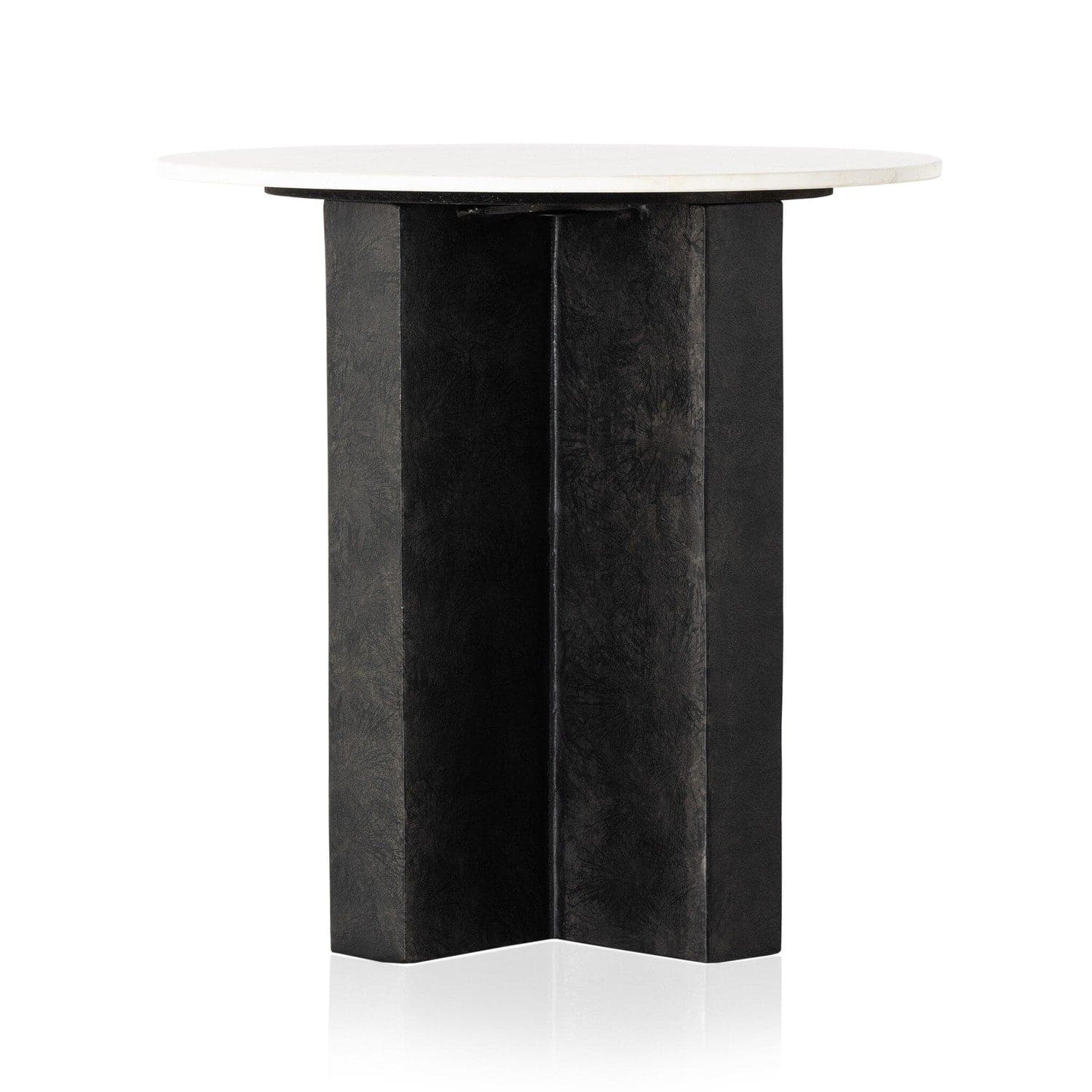 Terrell Round End Table - Polished White Marble