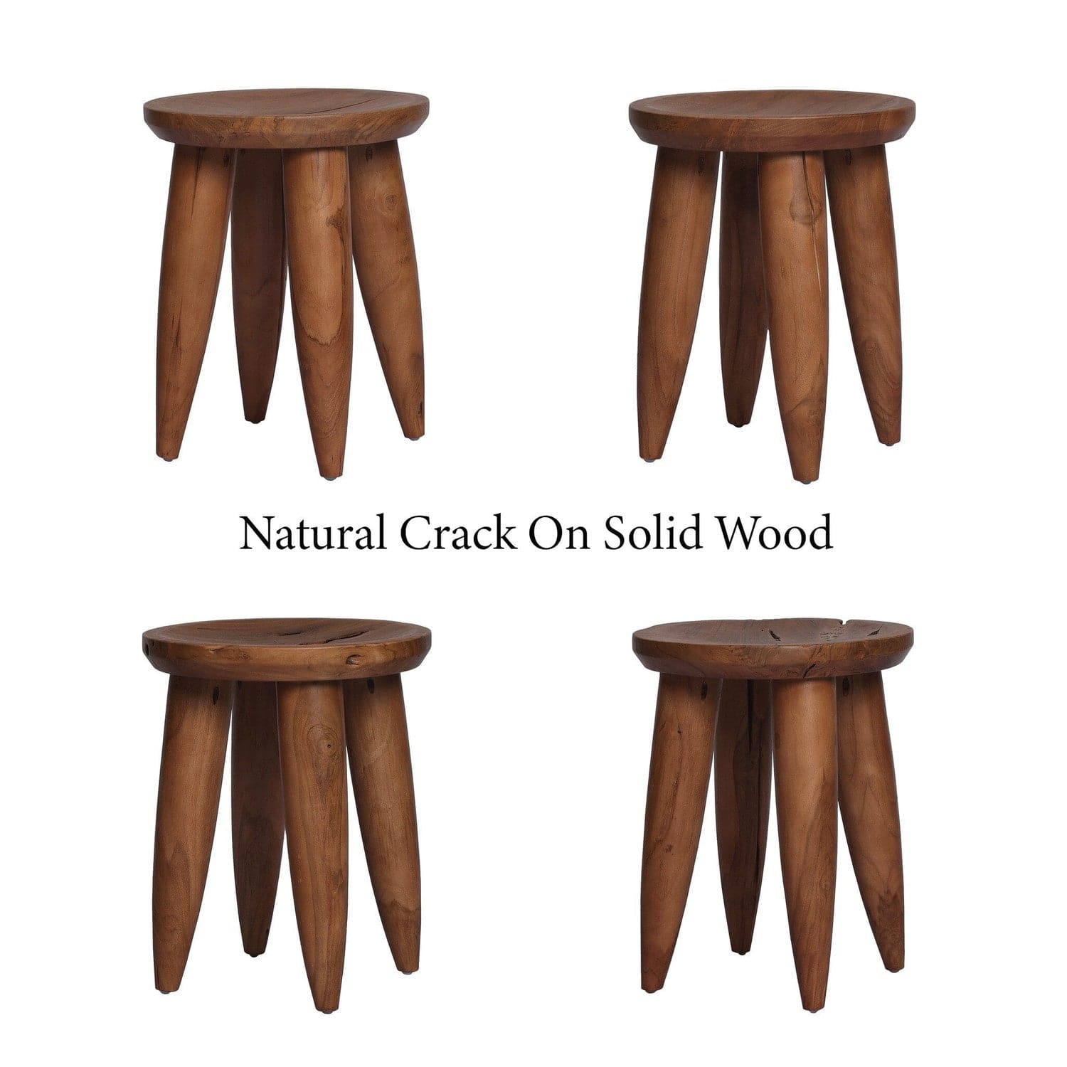 Zuri Round Outdoor End Table - Aged Natural Teak