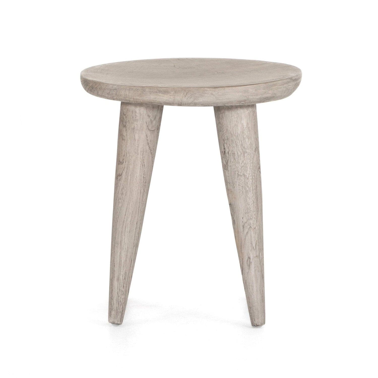 Zuri Round Outdoor End Table - Weathered Grey Teak