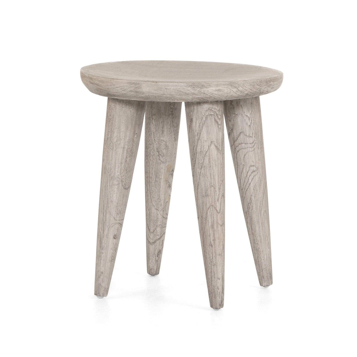 Zuri Round Outdoor End Table - Weathered Grey Teak