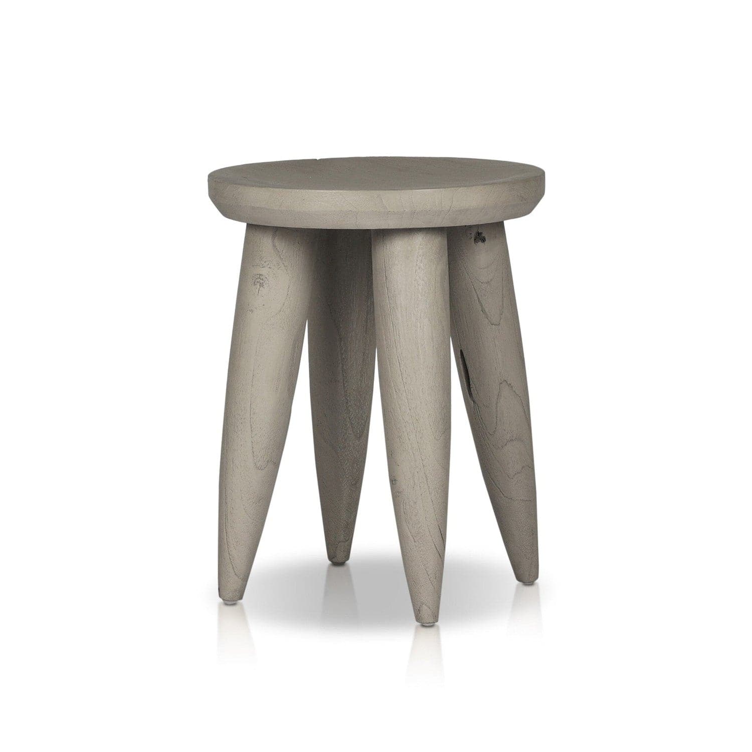 Zuri Round Outdoor End Table - Weathered Grey Teak