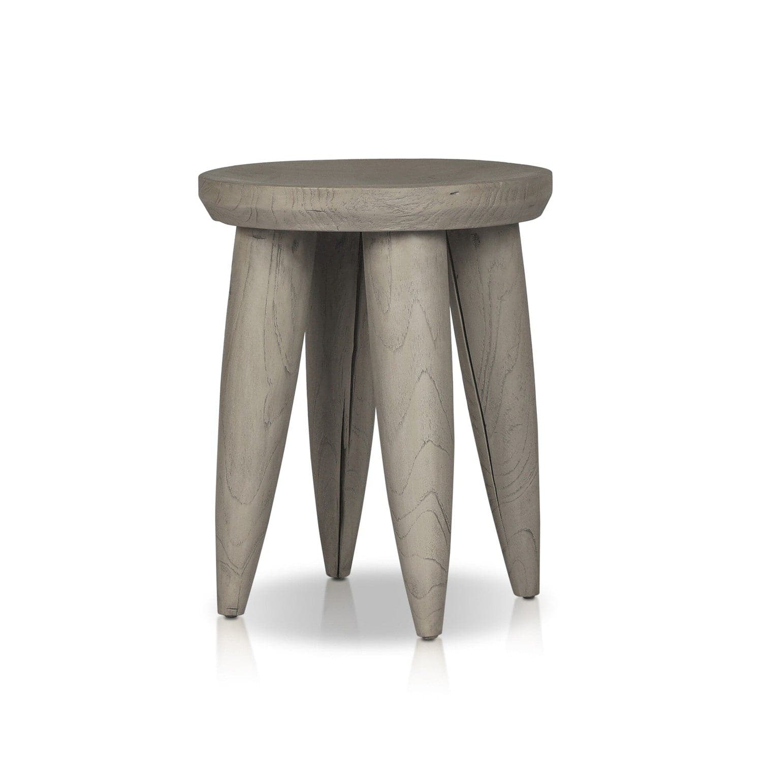 Zuri Round Outdoor End Table - Weathered Grey Teak