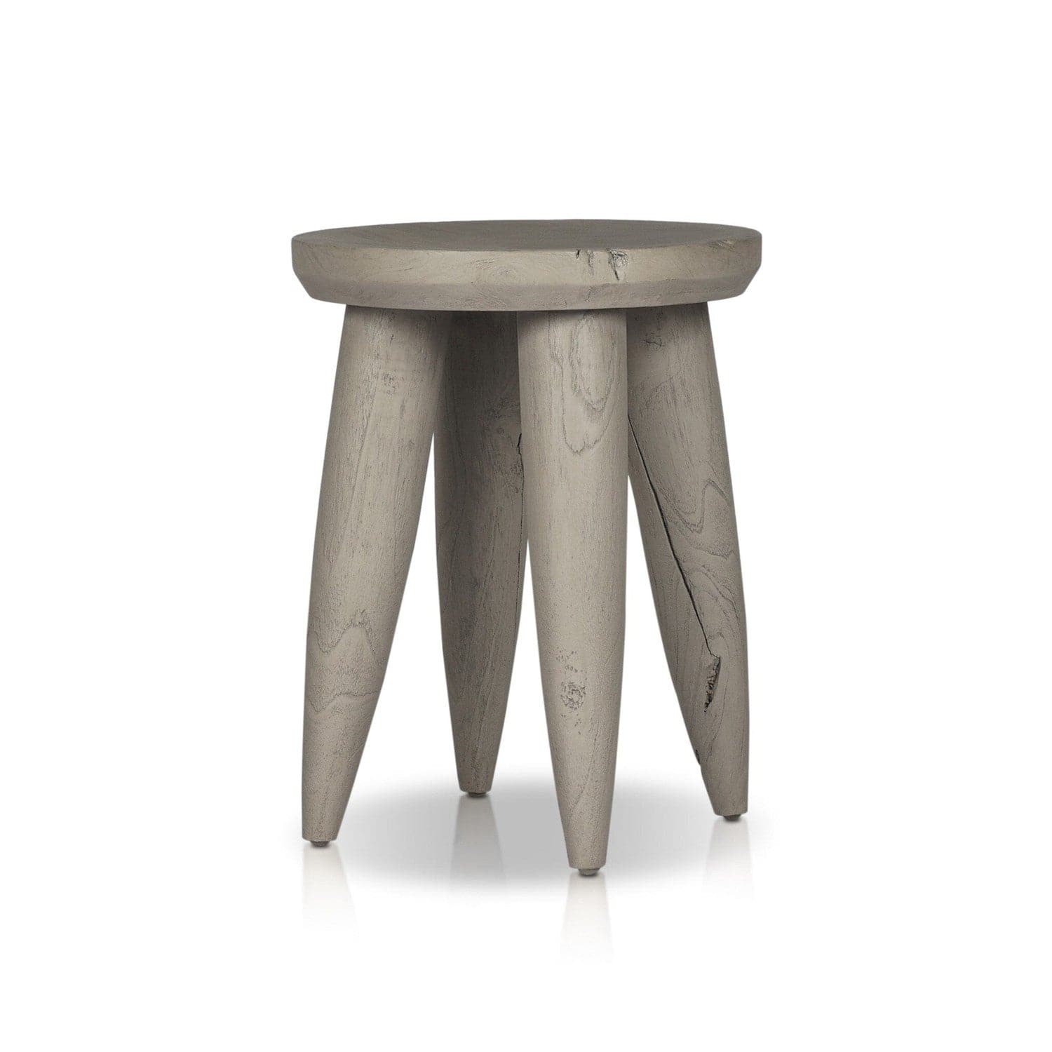 Zuri Round Outdoor End Table - Weathered Grey Teak