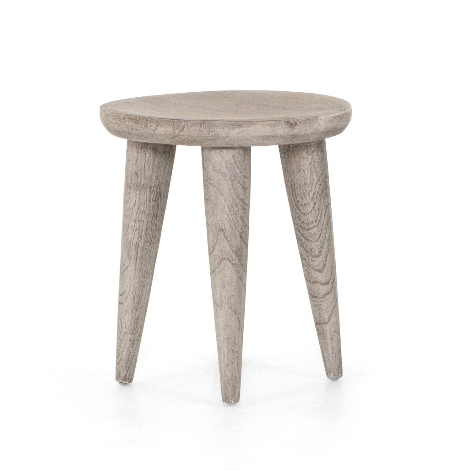 Zuri Round Outdoor End Table - Weathered Grey Teak