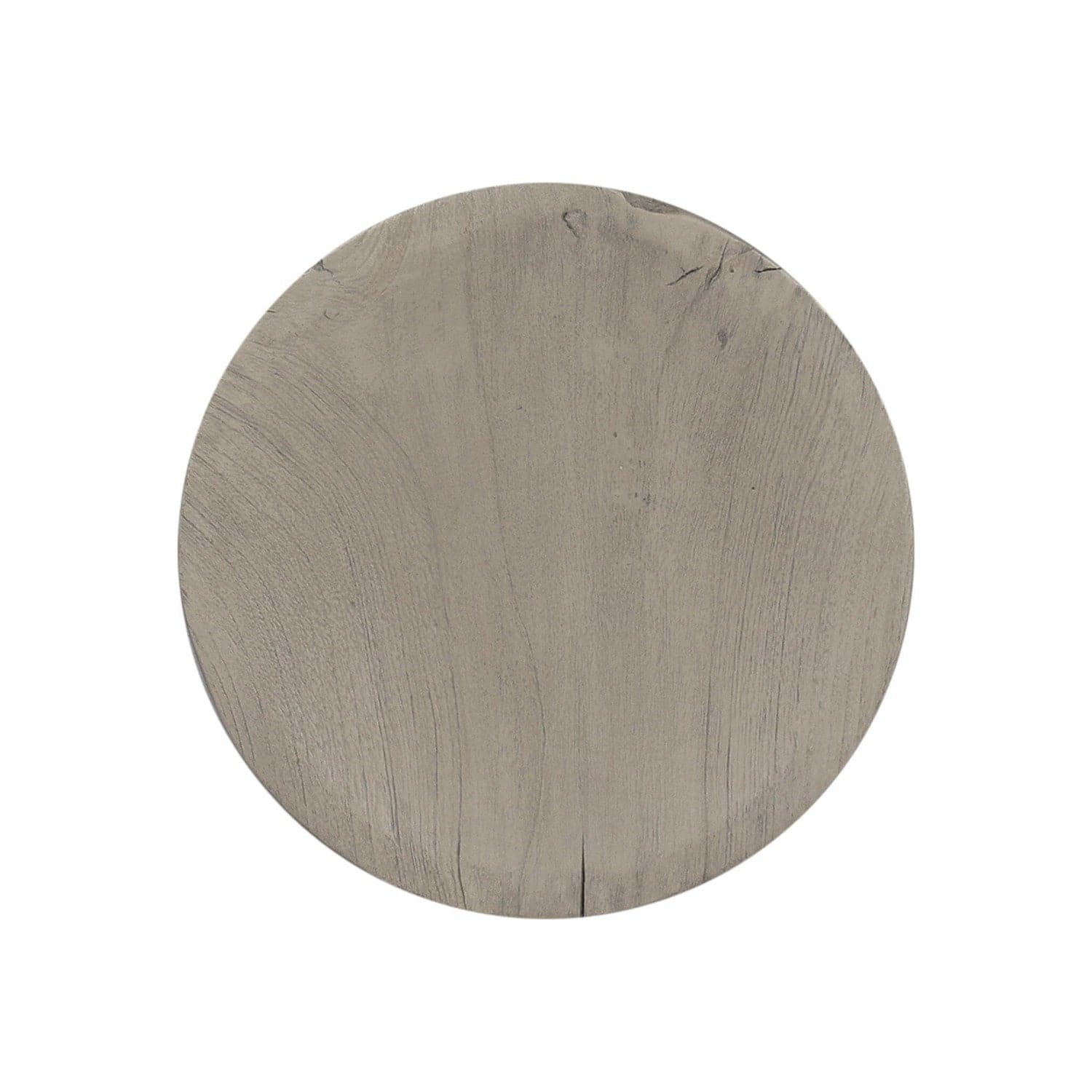 Zuri Round Outdoor End Table - Weathered Grey Teak