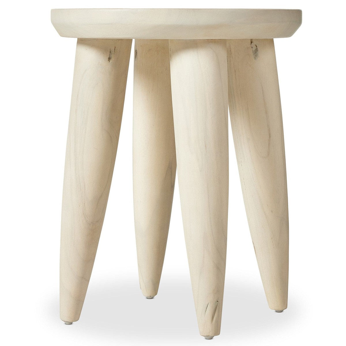 Zuri Round Outdoor End Table - Ivory Teak