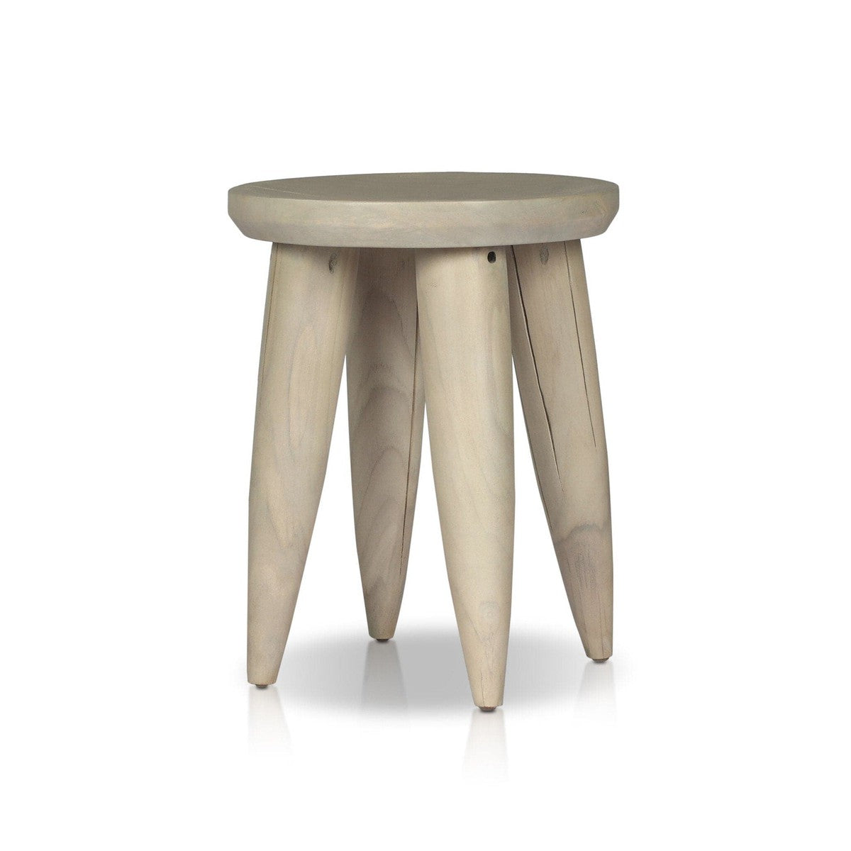 Zuri Round Outdoor End Table - Ivory Teak