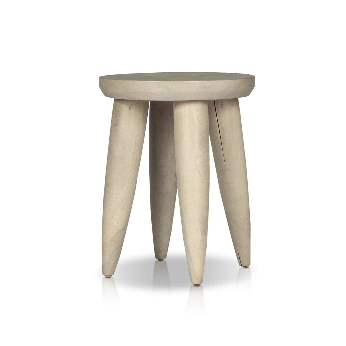 Zuri Round Outdoor End Table - Ivory Teak