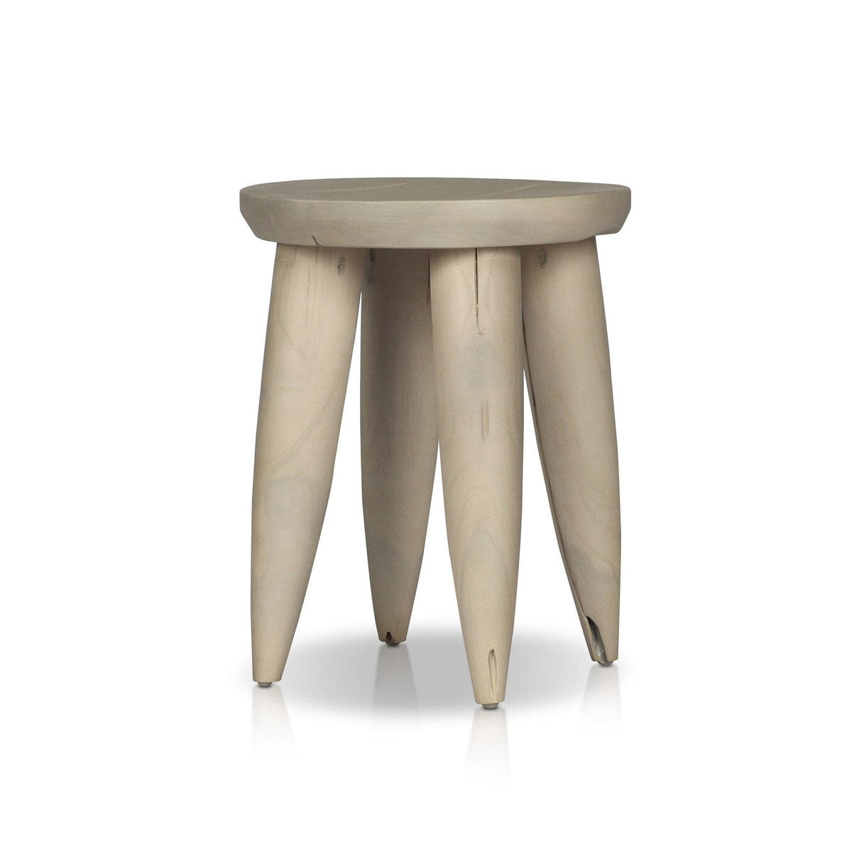 Zuri Round Outdoor End Table - Ivory Teak