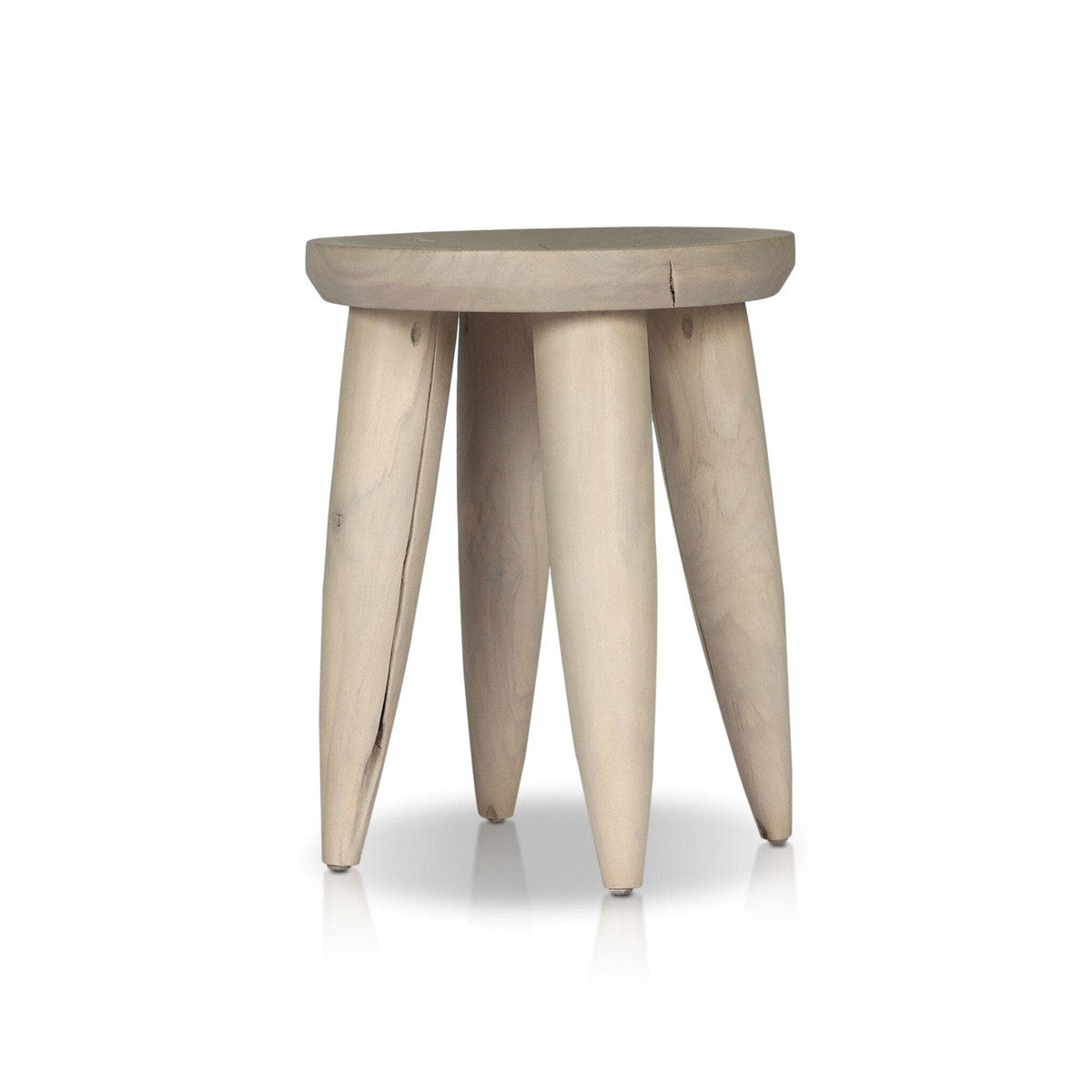 Zuri Round Outdoor End Table - Ivory Teak