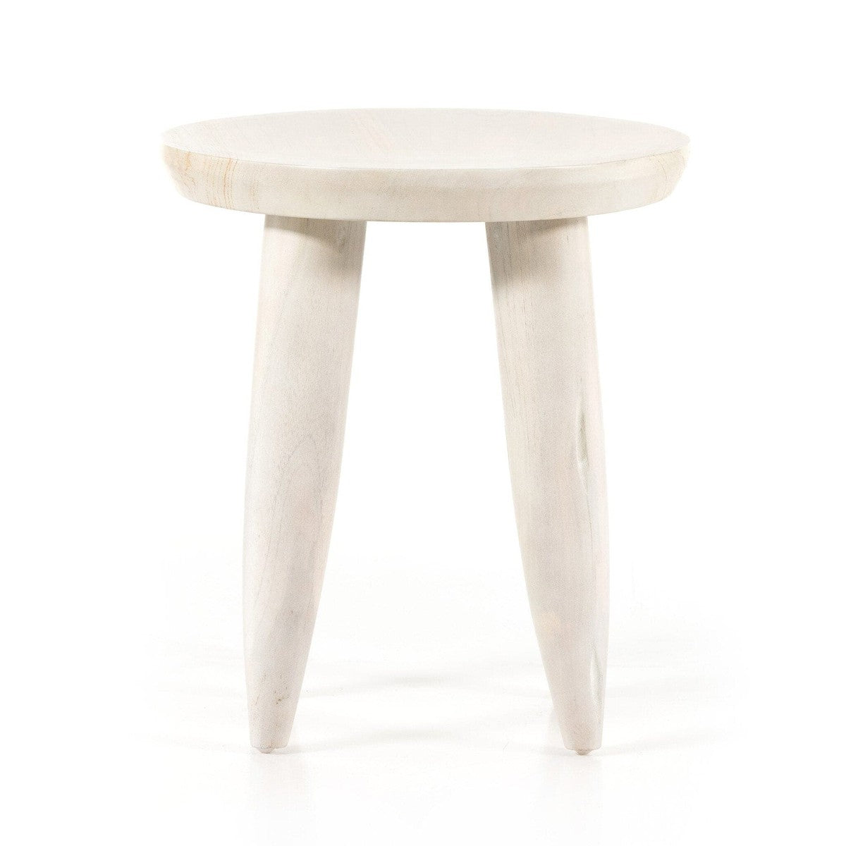 Zuri Round Outdoor End Table - Ivory Teak