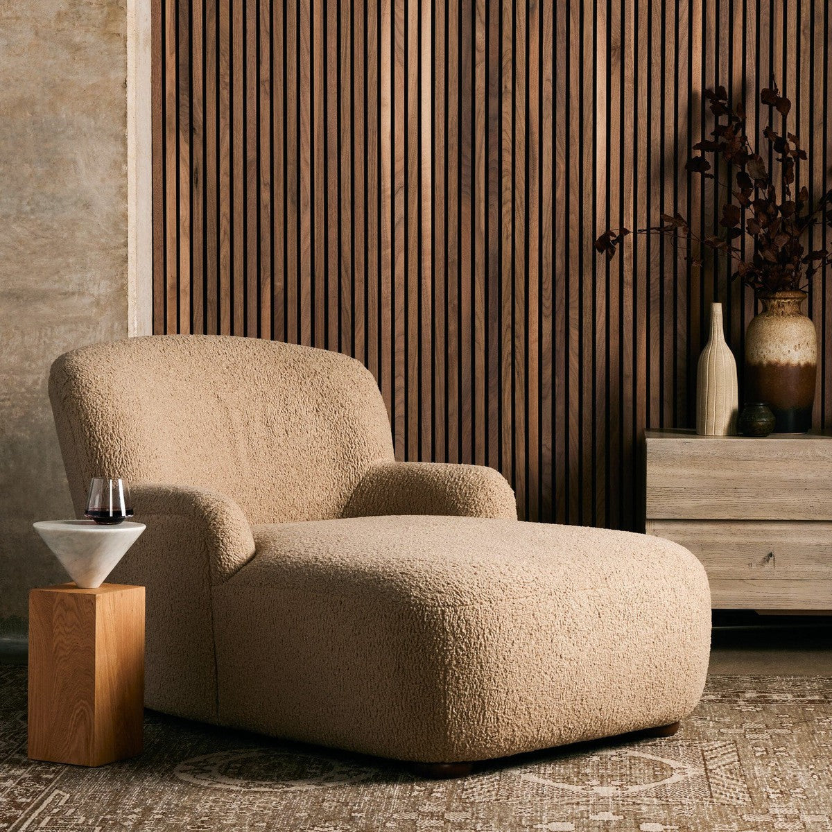 Kadon Chaise Lounge - Sheepskin Camel