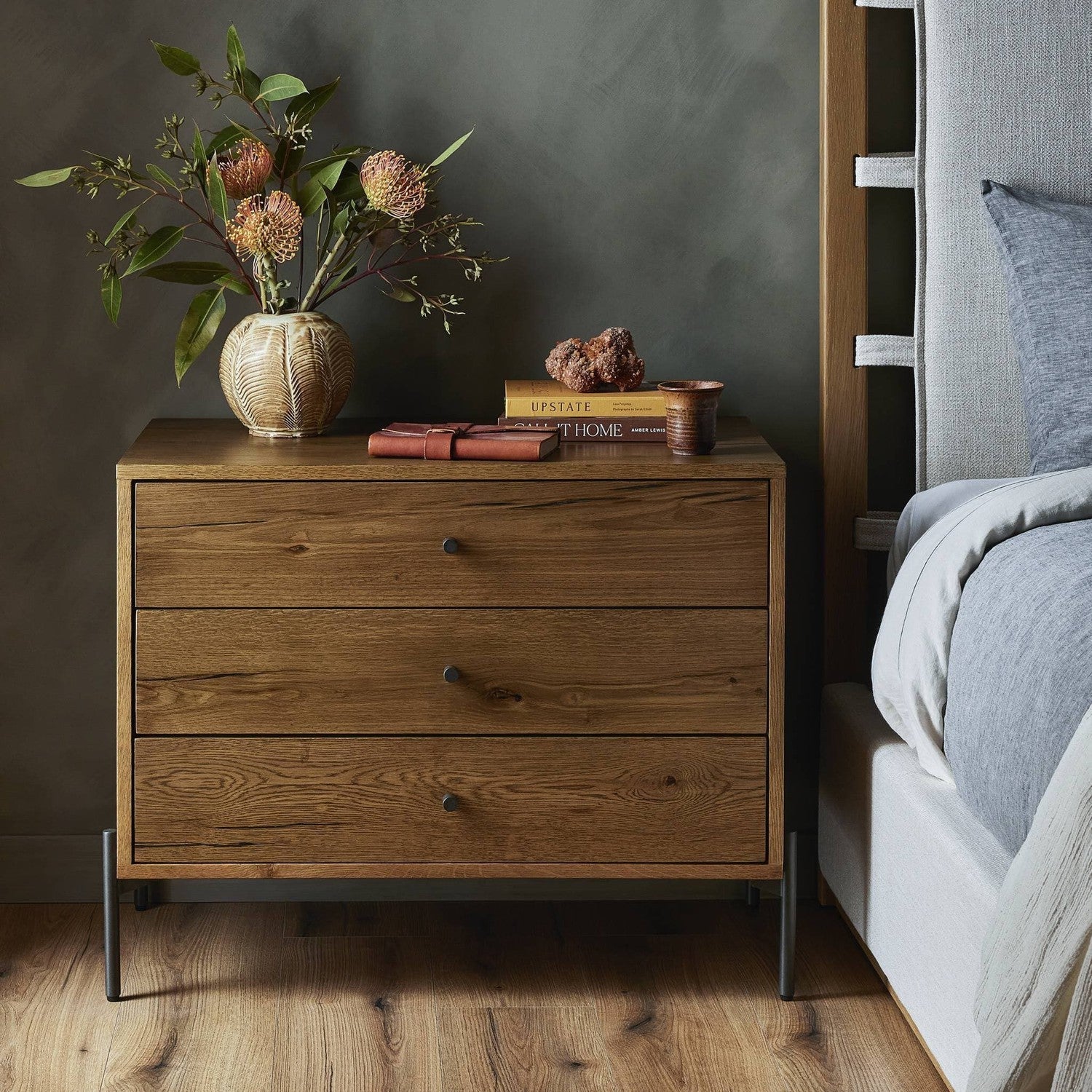 Eaton Large Nightstand - Amber Oak Resin