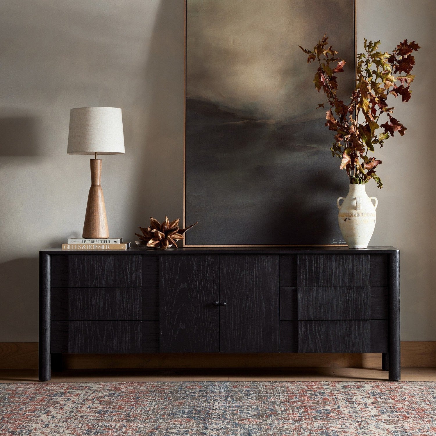 Pollard Media Console - Brushed Ebony Oak Veneer