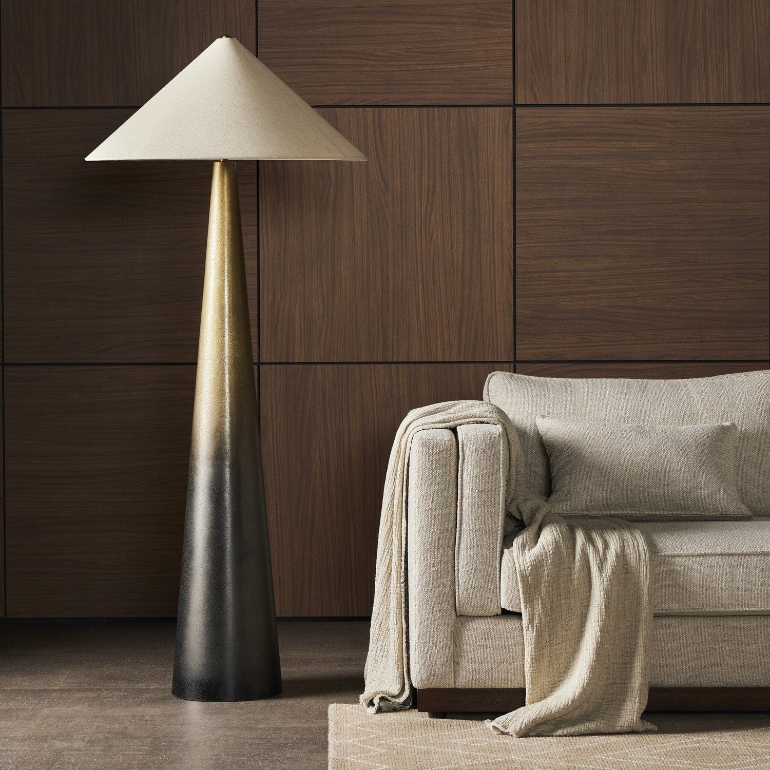 Nour Tapered Shade Floor Lamp - Ombre Stainless Steel