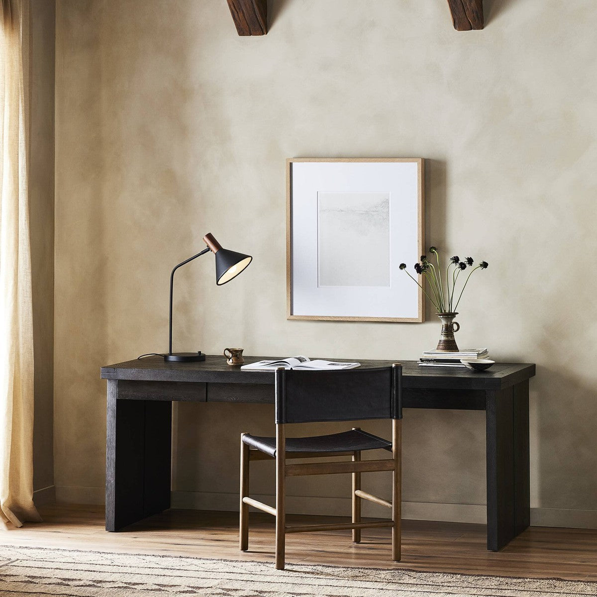 Warby Desk - Worn Black Veneer