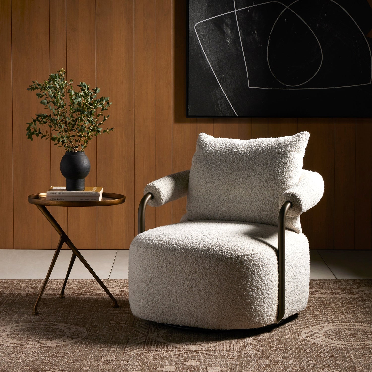 Zayden Swivel Chair - Sheldon Ivory-Four Hands-FH-235241-001-Lounge Chairs-2-France and Son