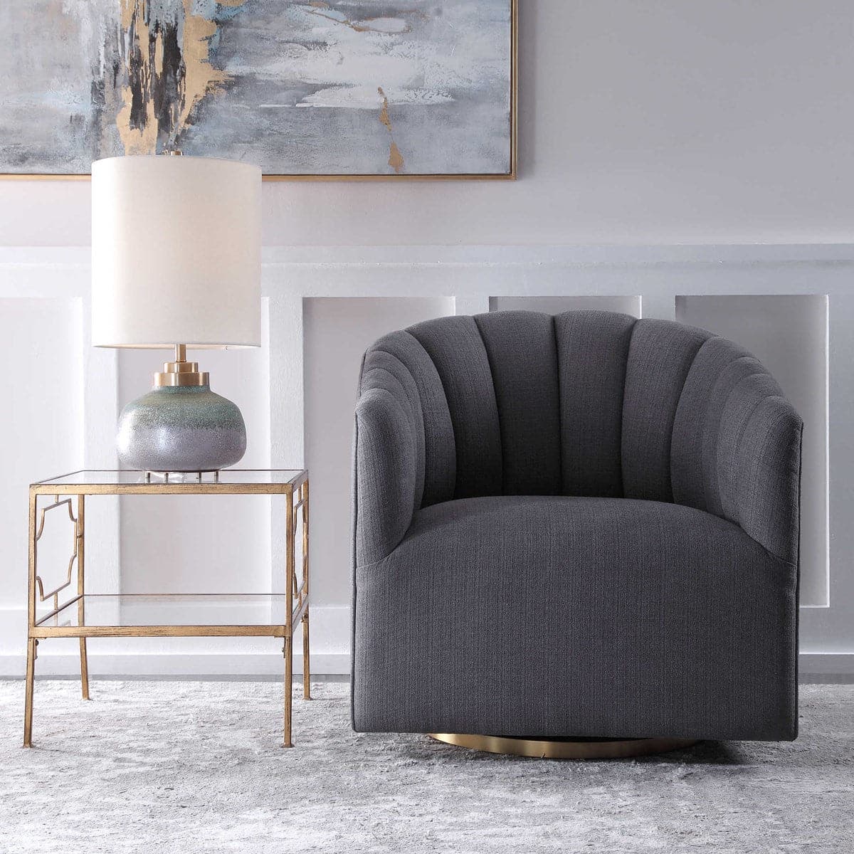 Uttermost Cuthbert Modern Swivel Chair-Uttermost-UTTM-23536-Lounge Chairs-2-France and Son
