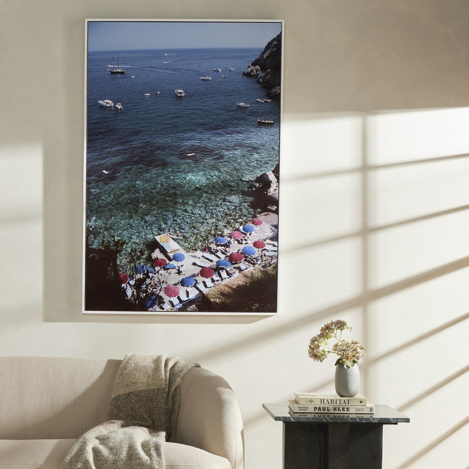 Porto Ercole Beach by Slim Aarons - White Maple Floater