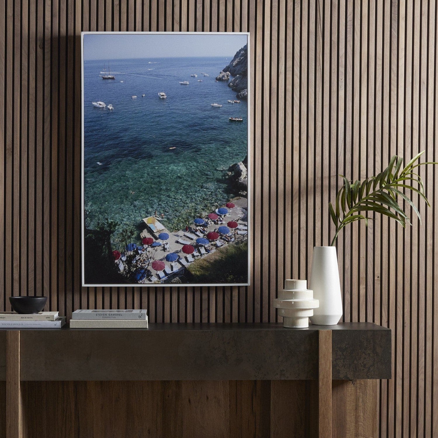 Porto Ercole Beach by Slim Aarons - White Maple Floater