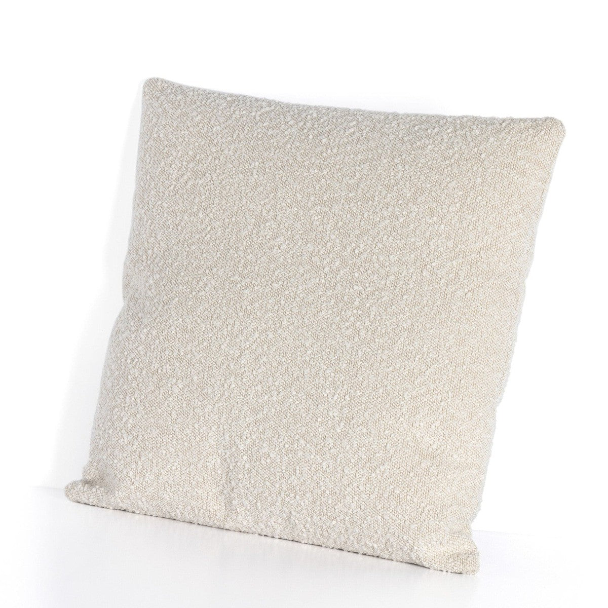 Boucle and Leather Pillow - Knoll Natural