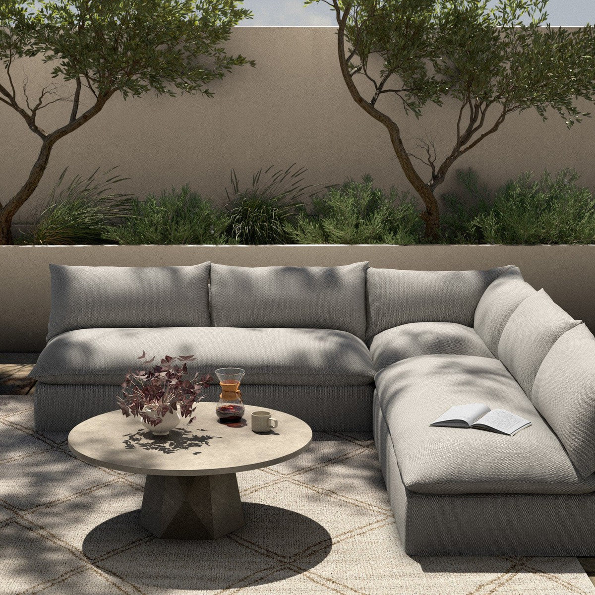 Grant Outdoor 3-Piece Sectional - Faye Ash