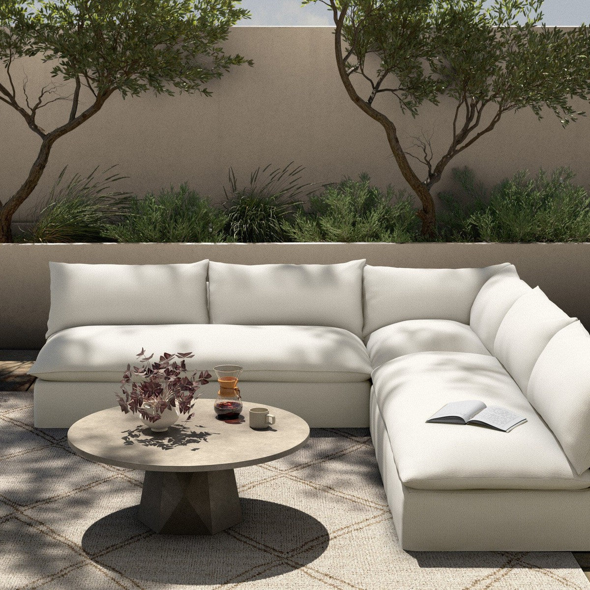 Grant Outdoor 3-Piece Sectional - Faye Cream