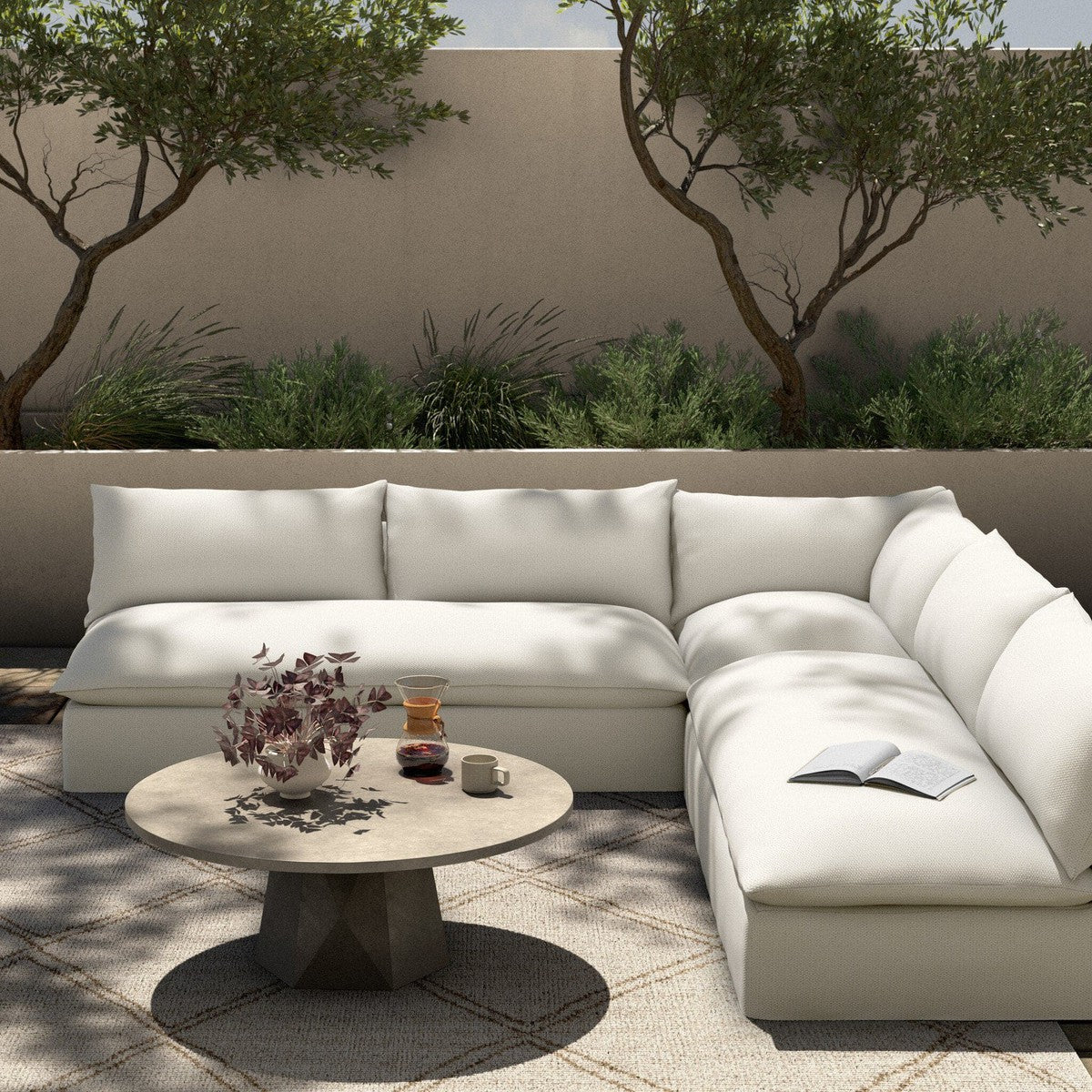 Grant Outdoor 3-Piece Sectional - Faye Cream