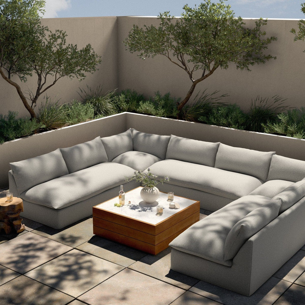 Grant Outdoor 5-Piece Sectional - Faye Ash