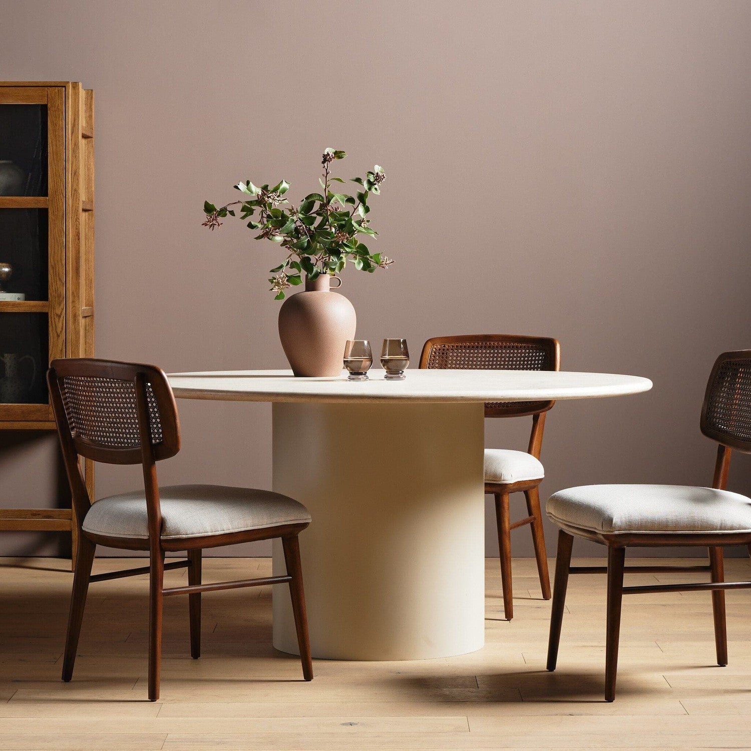 Belle Round Dining Table - Cream Marble