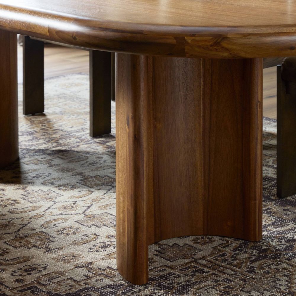 Additional view of Paden Extension Dining Table in medium brown and warm honey brown.
