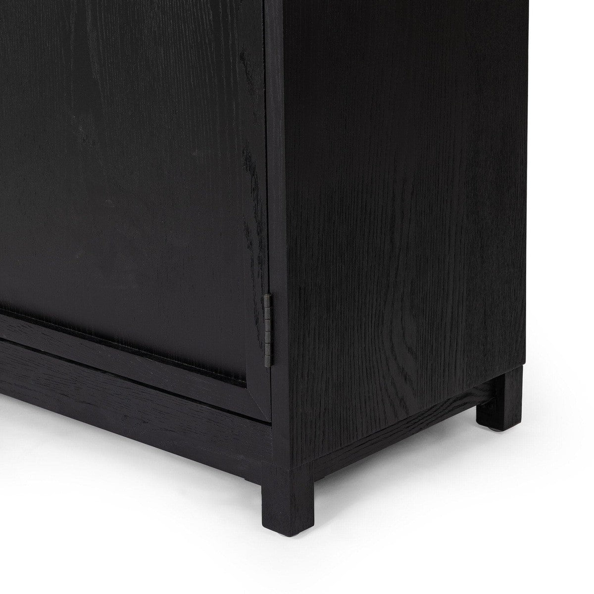 Millie Panel and Glass Door Cabinet - Drifted Matte Black