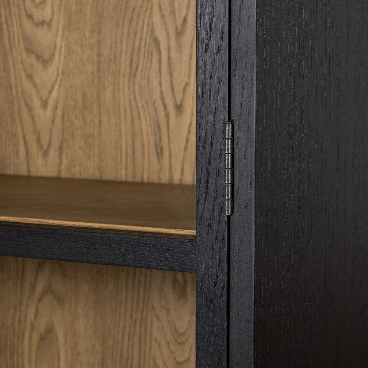 Millie Panel and Glass Door Cabinet - Drifted Matte Black