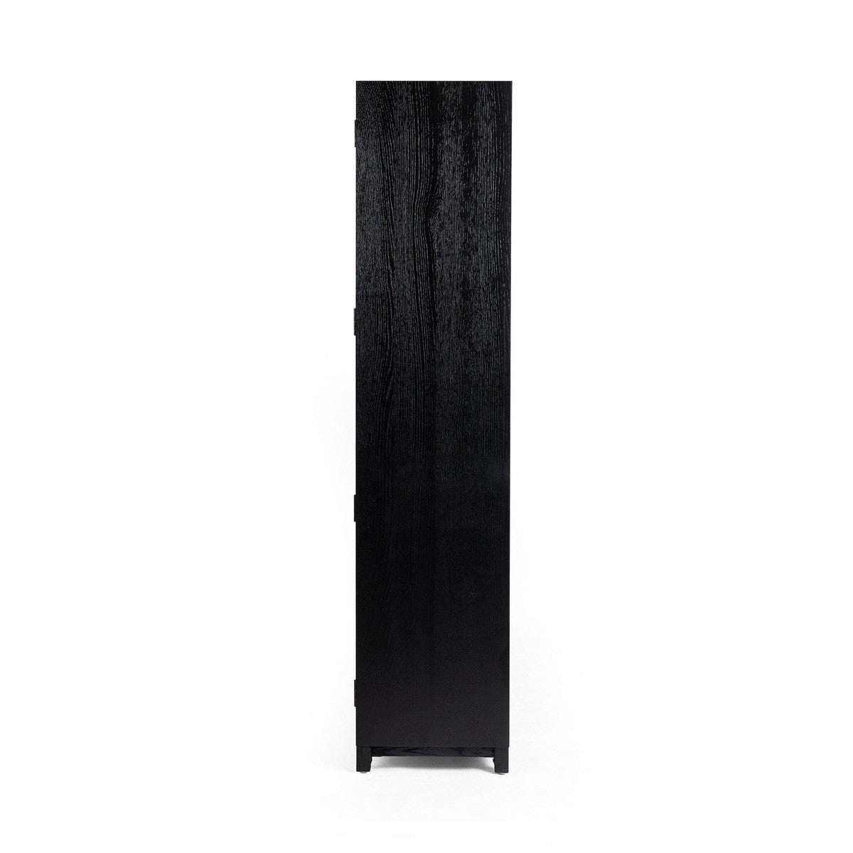 Millie Panel and Glass Door Cabinet - Drifted Matte Black