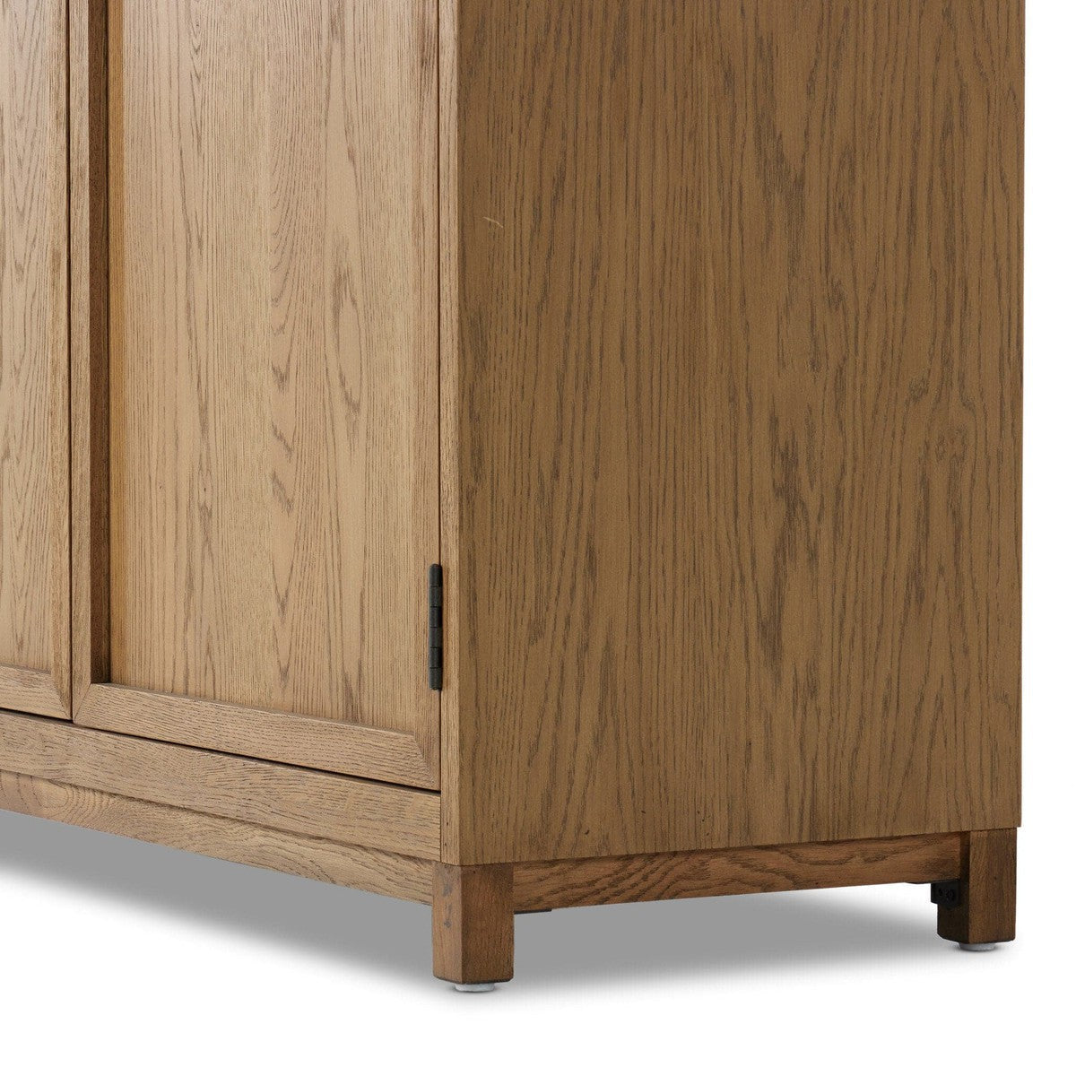 Millie Panel and Glass Door Cabinet - Drifted Oak Solid