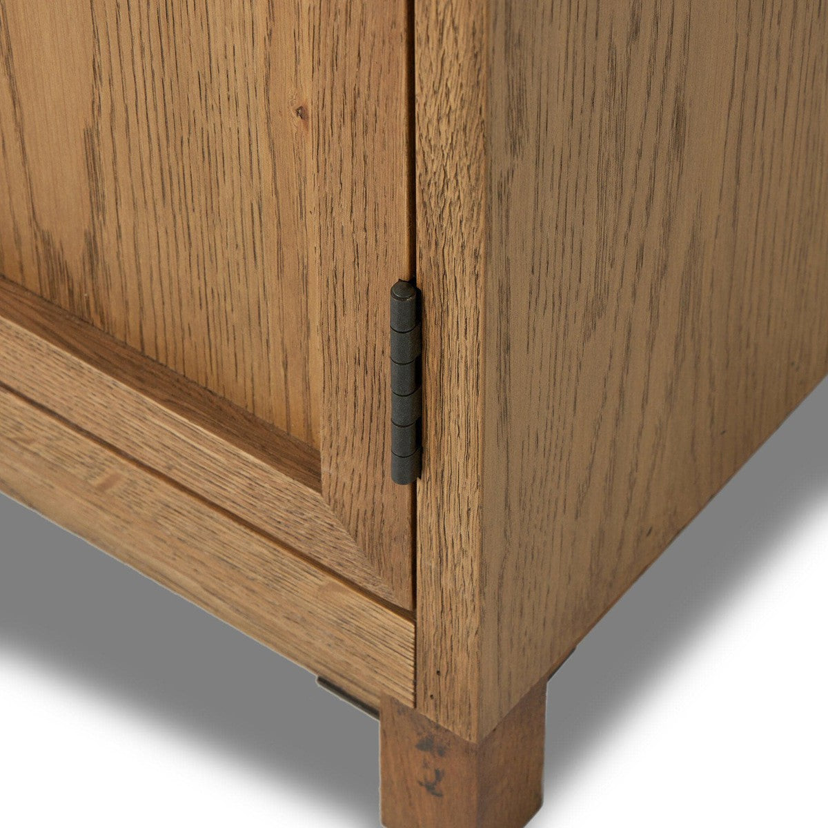 Millie Panel and Glass Door Cabinet - Drifted Oak Solid