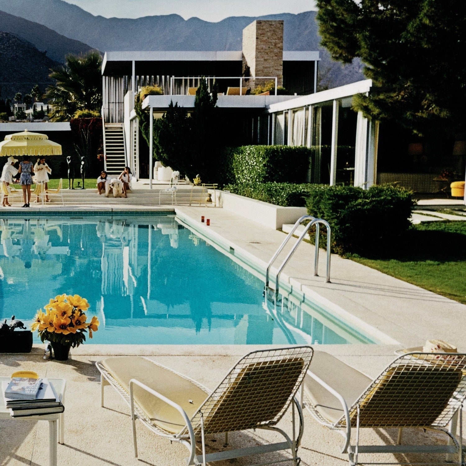 Palm Springs Pool by Slim Aarons - White Maple Floater