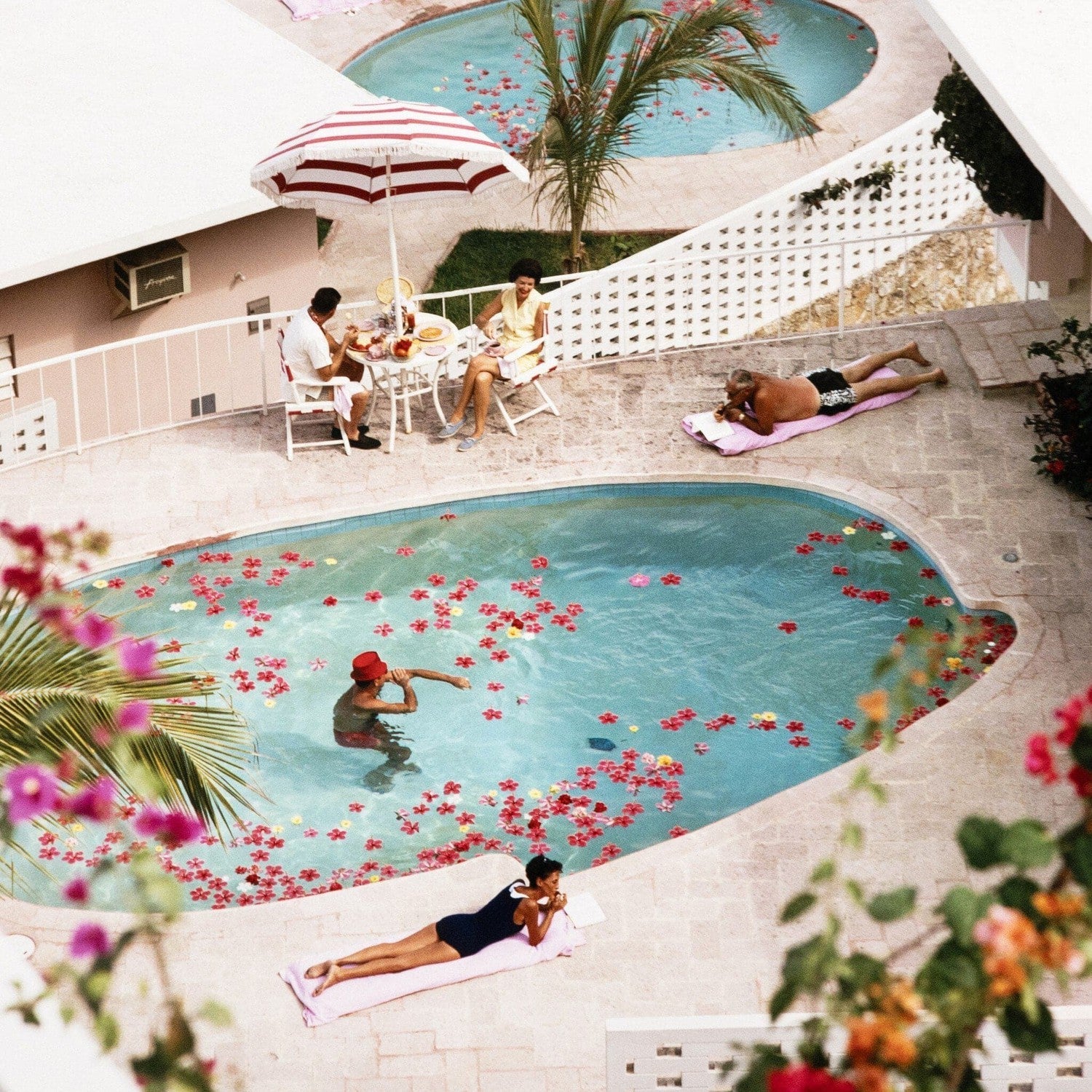 Las Brisas Hotel by Slim Aarons - White Maple Floater